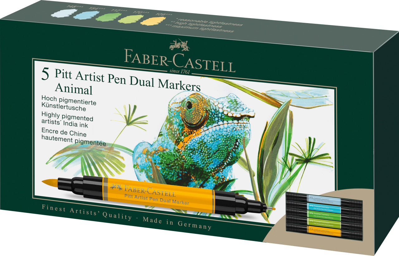 PITT ARTIST PEN DUAL MARKER SET 5 BUC ANIMALS FABER-CASTELL PITT ARTIST PEN DUAL MARKER SET 5 BUC ANIMALS FABER-CASTELL